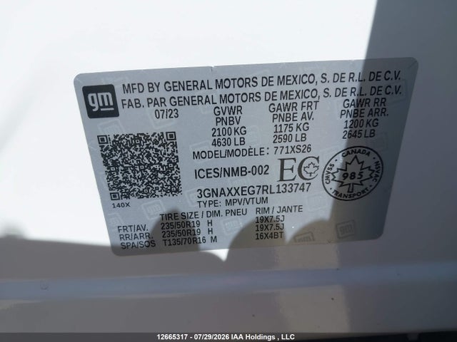 12665317 :رقم المزاد ، 3GNAXXEG7RL133747 vin ، 2024 Chevrolet Equinox مزاد بيع