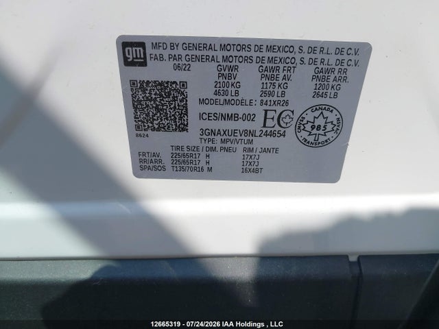 Chevrolet EQUINOX LT 2022 3GNAXUEV8NL244654 Image 18