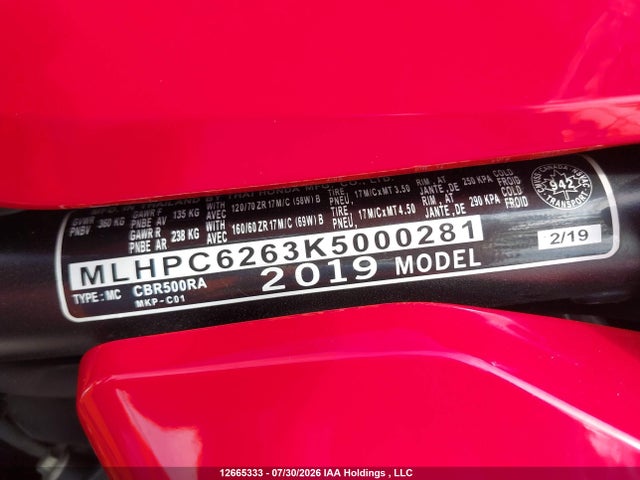 Honda Cbr500 Ra 2019 MLHPC6263K5000281 Image 10