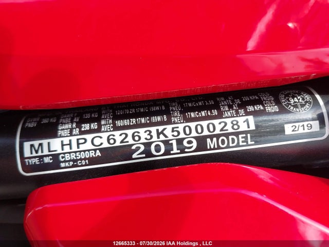 Honda Cbr500 Ra 2019 MLHPC6263K5000281 Image 14