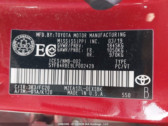 Toyota COROLLA SE 2020 5YFB4RBE9LP002429 Image 9