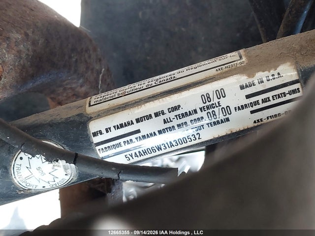 2001 Yamaha Yfm40 F მანქანა იყიდება აუქციონზე, vin: 5Y4AH06W31A300532, აუქციონის ნომერი: 12665355