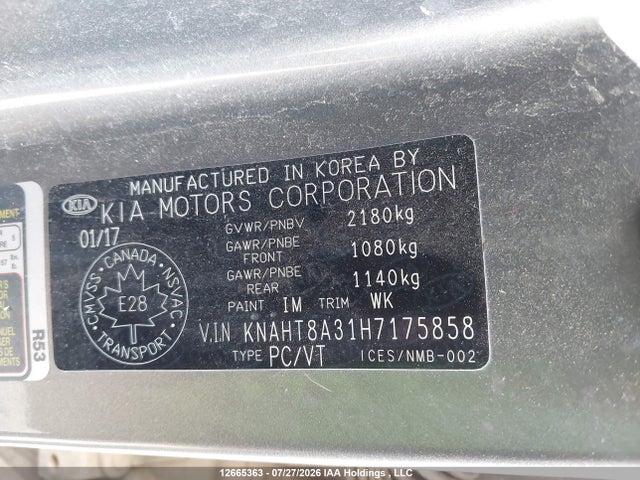 KIA Rondo 2017 KNAHT8A31H7175858 Image 9