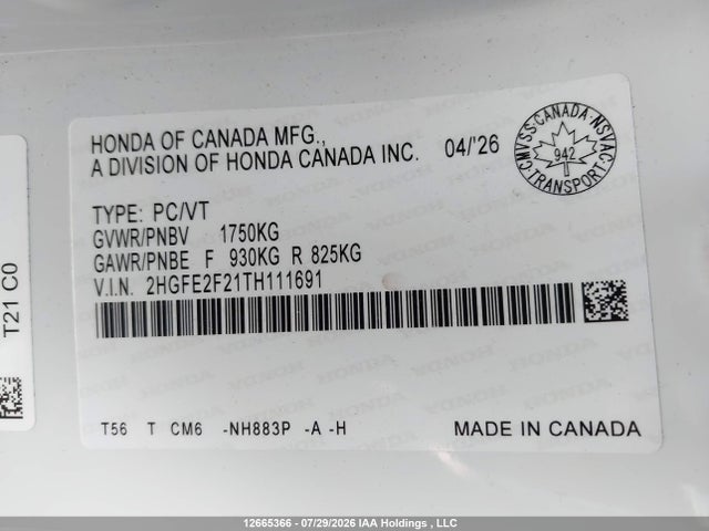 Honda Civic Lx 2026 2HGFE2F21TH111691 Image 9