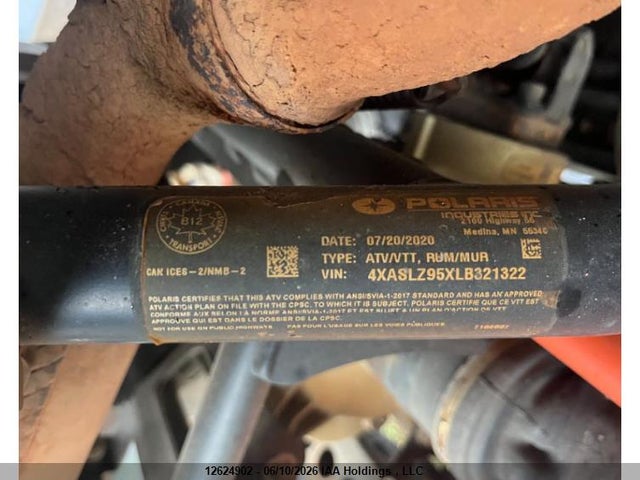 2020 Polaris Sportsman Xp 1000 S მანქანა იყიდება აუქციონზე, vin: 4XASLZ95XLB321322, აუქციონის ნომერი: 12624902