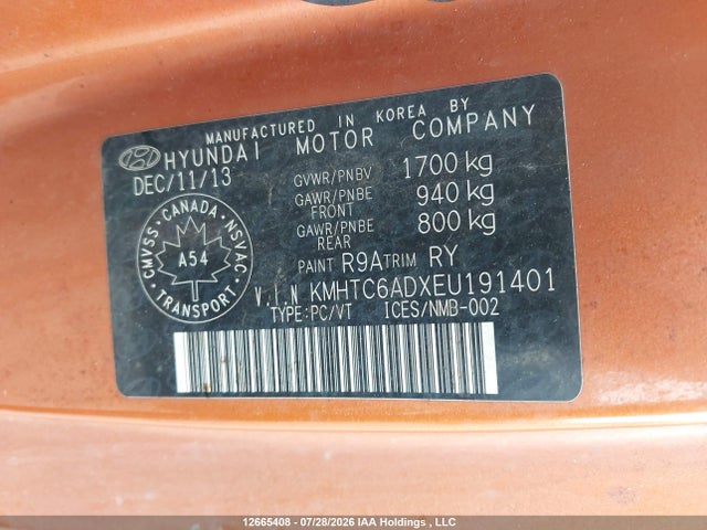 Aukcja sprzedaży 2014 Hyundai Veloster Tech, vin: KMHTC6ADXEU191401, numer aukcji: 12665408