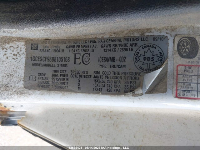 12665421 :رقم المزاد ، 1GCESCF98B8105168 vin ، 2011 Chevrolet Colorado Lt مزاد بيع