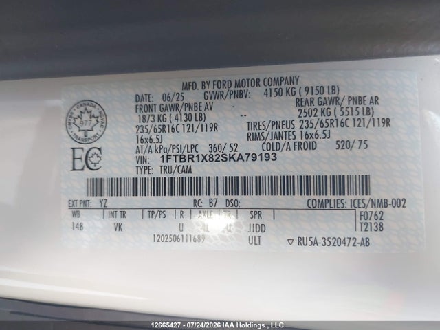 Ford Transit T-250 2025 1FTBR1X82SKA79193 Image 9