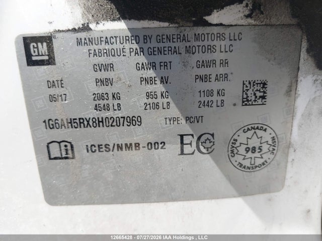 Продаж на аукціоні авто 2017 Cadillac Ats Luxury, vin: 1G6AH5RX8H0207969, номер лоту: 12665428