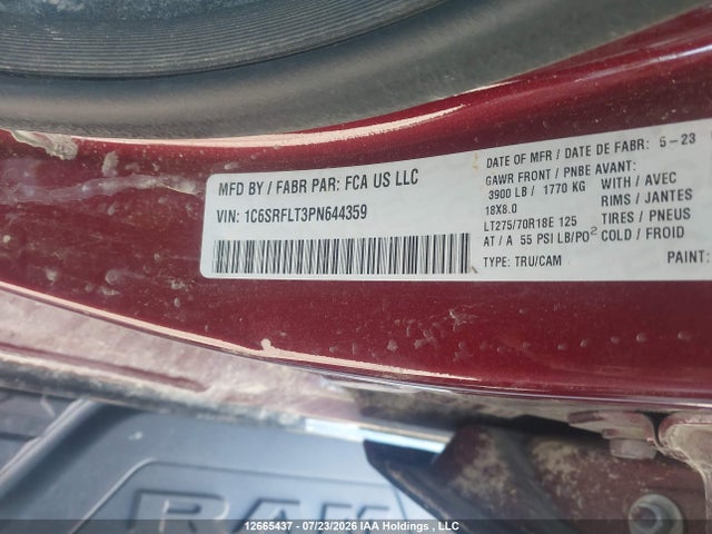 Продажа на аукционе авто 2023 Ram 1500 Rebel, vin: 1C6SRFLT3PN644359, номер лота: 12665437