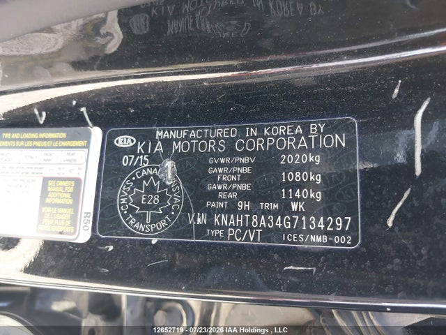 Aukcja sprzedaży 2016 Kia Rondo Lx/lx Value, vin: KNAHT8A34G7134297, numer aukcji: 12652719