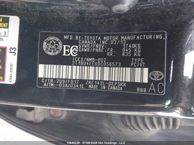 Продаж на аукціоні авто 2013 Toyota Corolla S, vin: 2T1BU4EE0DC056573, номер лоту: 12648239