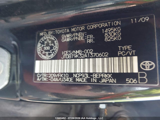 Продажа на аукционе авто 2010 Toyota Yaris, vin: JTDBT9K32A1370602, номер лота: 12665452