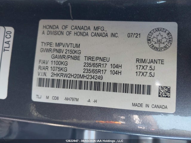 Honda CR-V LX 2021 2HKRW2H20MH234249 Image 18