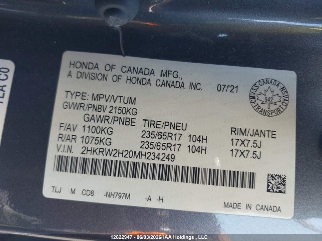 Honda CR-V LX 2021 2HKRW2H20MH234249 Image 9