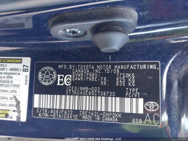 Продаж на аукціоні авто 2009 Toyota Matrix Wagon, vin: 2T1KU40E89C138730, номер лоту: 12623089