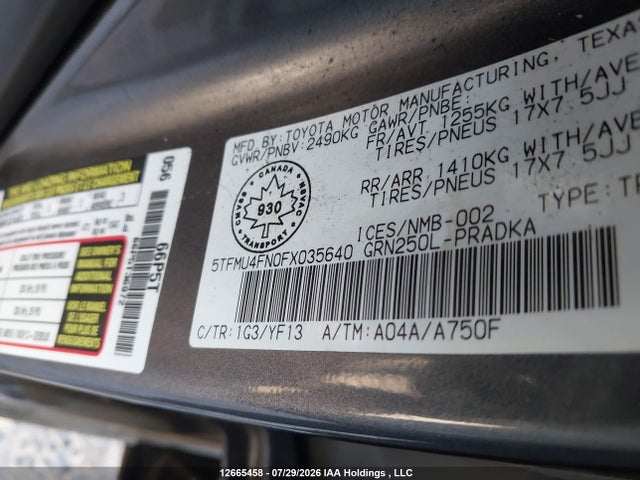 5TFMU4FN0FX035640 Toyota Tacoma Double Cab Long Bed