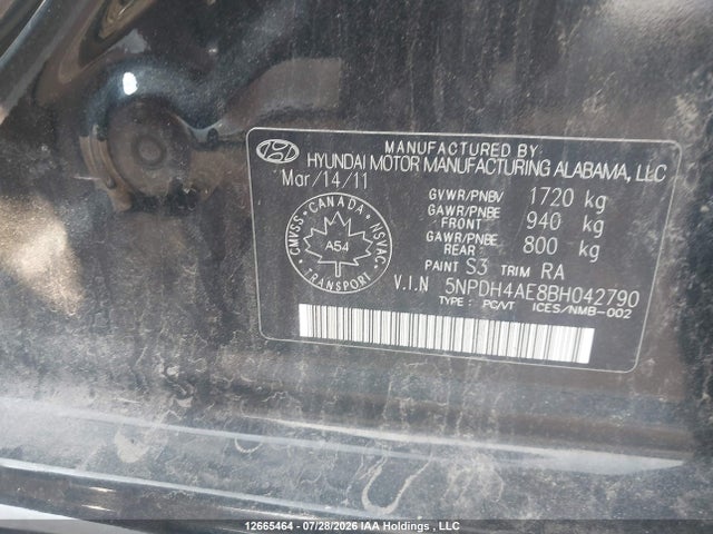 Aukcja sprzedaży 2011 Hyundai Elantra Gl, vin: 5NPDH4AE8BH042790, numer aukcji: 12665464