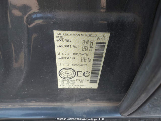Aukcja sprzedaży 2013 Nissan Frontier Pro-4x/sl/sv, vin: 1N6AD0FVXDN731634, numer aukcji: 12650330