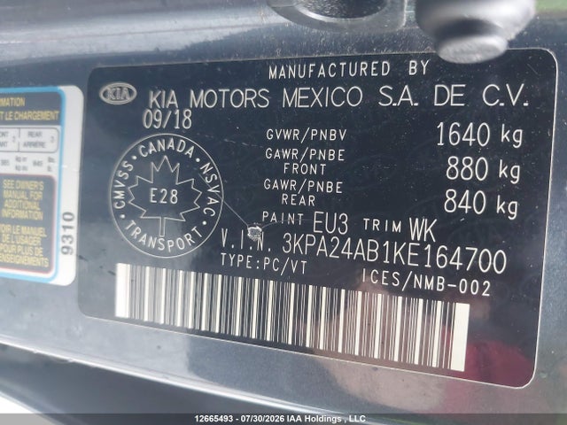 KIA Rio Lx/lx+ 2019 3KPA24AB1KE164700 Image 9