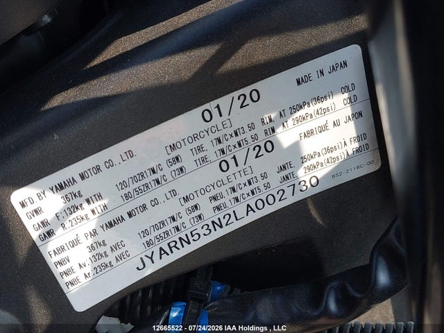 Yamaha MT09 2020 JYARN53N2LA002730 Image 10