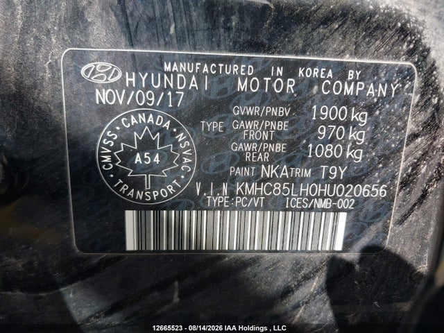12665523 :رقم المزاد ، KMHC85LH0HU020656 vin ، 2017 Hyundai Ioniq Limited مزاد بيع