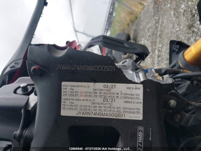 Продажа на аукционе авто 2021 Yamaha Mtt09 Gt, vin: JYARN74N5MA000501, номер лота: 12665540