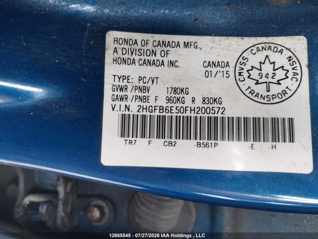 Продажа на аукционе авто 2015 Honda Civic Si Si, vin: 2HGFB6E50FH200572, номер лота: 12665545