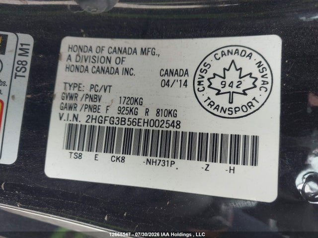 Honda CIVIC EX 2014 2HGFG3B56EH002548 Image 9
