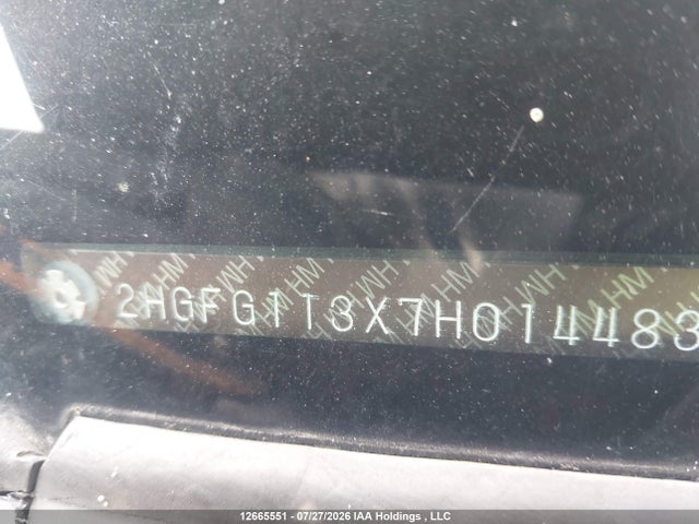 12665551 :رقم المزاد ، 2HGFG113X7H014483 vin ، 2007 Honda Civic Dx-g مزاد بيع