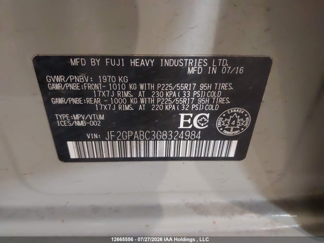 Subaru Crosstrek Premium 2016 JF2GPABC3G8324984 Image 9