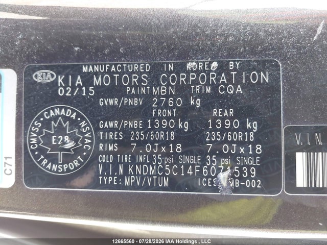 KIA Sedona Ex/sx 2015 KNDMC5C14F6071539 Image 19