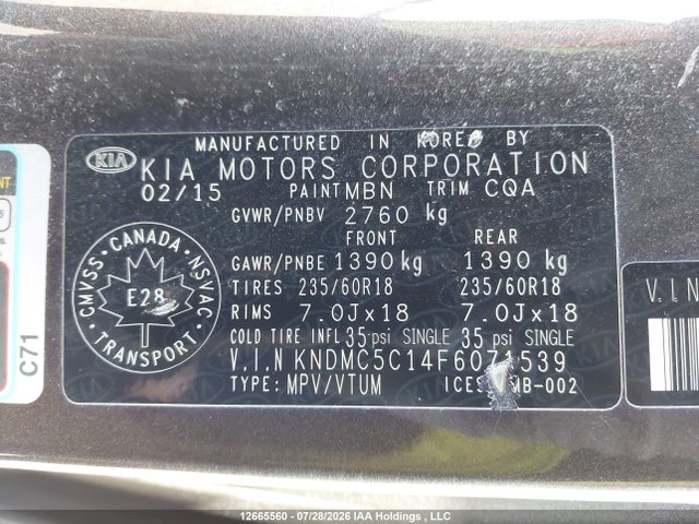 KIA Sedona Ex/sx 2015 KNDMC5C14F6071539 Image 9