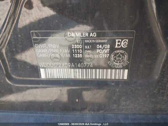 Продаж на аукціоні авто 2009 Mercedes-benz Cls 550, vin: WDDDJ72X09A140774, номер лоту: 12665569