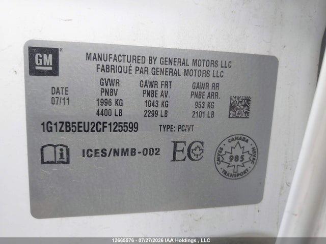 Aukcja sprzedaży 2012 Chevrolet Malibu Ls, vin: 1G1ZB5EU2CF125599, numer aukcji: 12665576