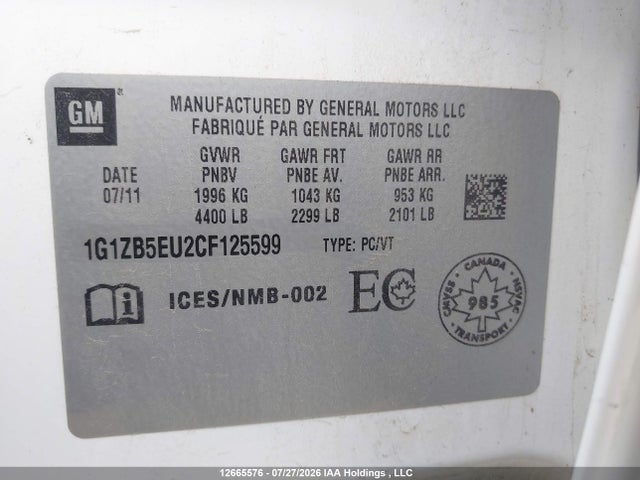Aukcja sprzedaży 2012 Chevrolet Malibu Ls, vin: 1G1ZB5EU2CF125599, numer aukcji: 12665576