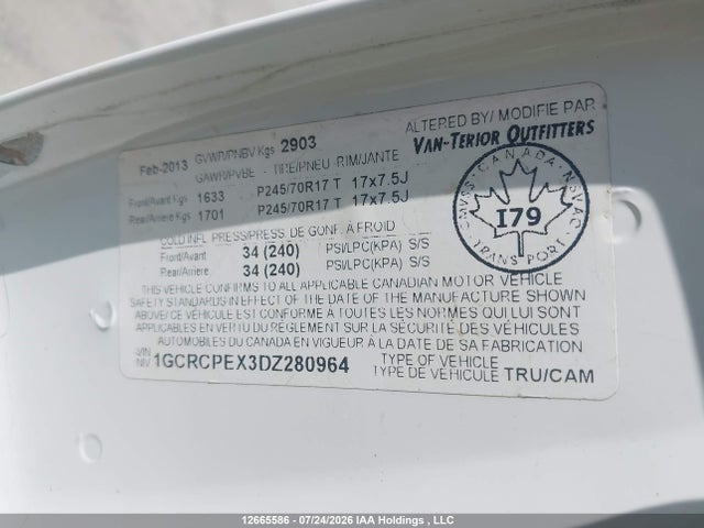 Aukcja sprzedaży 2013 Chevrolet Silverado 1500, vin: 1GCRCPEX3DZ280964, numer aukcji: 12665586