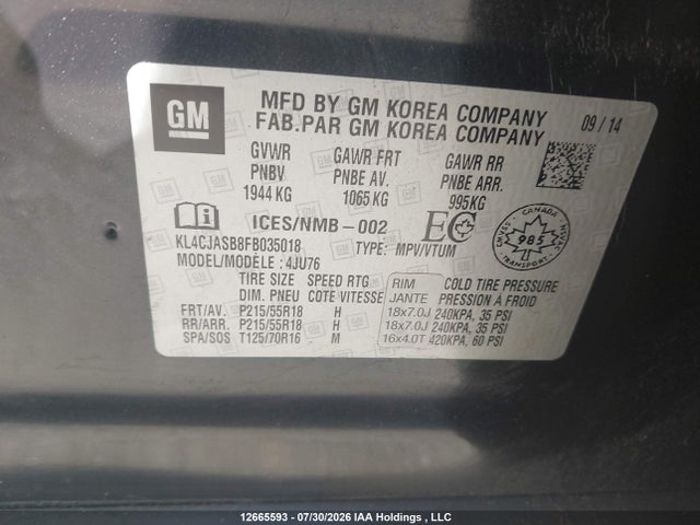 Buick Encore 2015 KL4CJASB8FB035018 Image 9