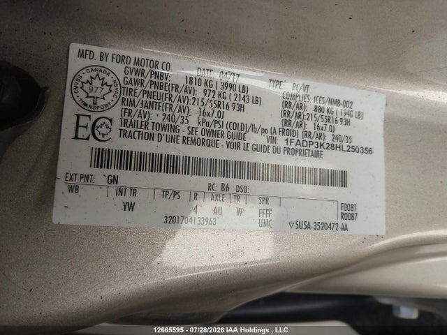 Ford FOCUS SE 2017 1FADP3K28HL250356 Image 9