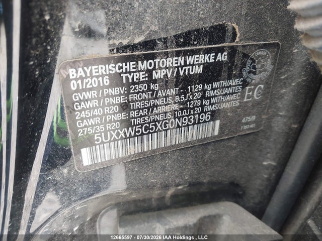 5UXXW5C5XG0N93196 BMW X4 Xdrive35i