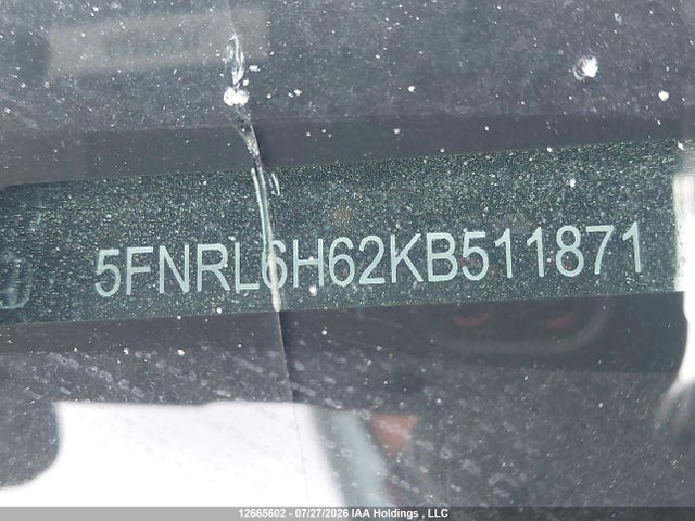 12665602 :رقم المزاد ، 5FNRL6H62KB511871 vin ، 2019 Honda Odyssey Exl مزاد بيع
