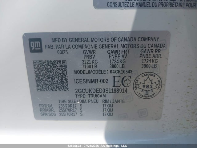 Продаж на аукціоні авто 2025 Chevrolet Silverado K1500 Lt, vin: 2GCUKDED0S1188914, номер лоту: 12665603