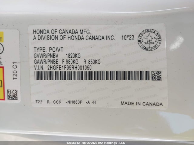 Honda Civic 2024 2HGFE1F95RH001050 Image 9