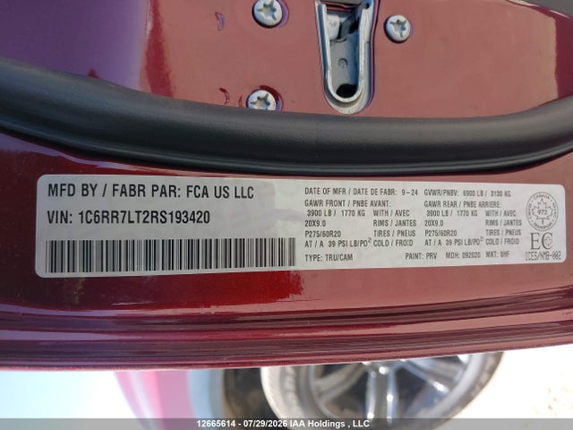 Продаж на аукціоні авто 2024 Ram 1500 Classic Warlock, vin: 1C6RR7LT2RS193420, номер лоту: 12665614