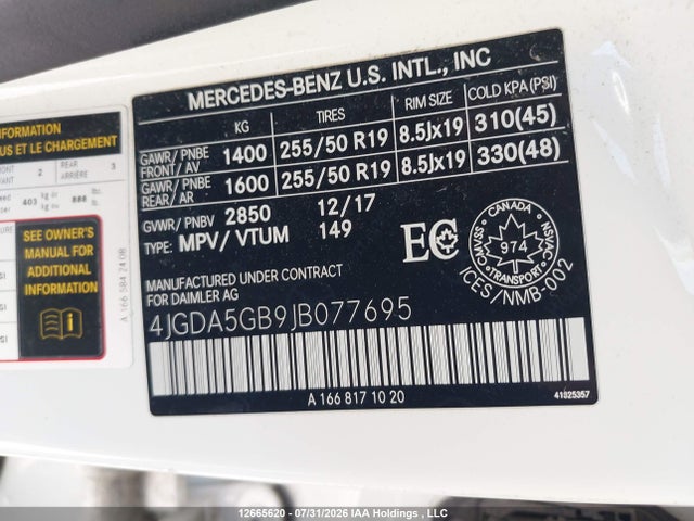 4JGDA5GB9JB077695 Mercedes-Benz Gle 400 4matic