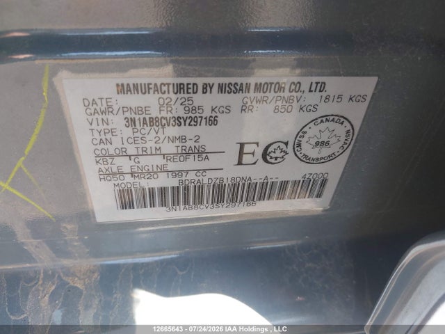 Nissan SENTRA SV 2025 3N1AB8CV3SY297166 Image 20