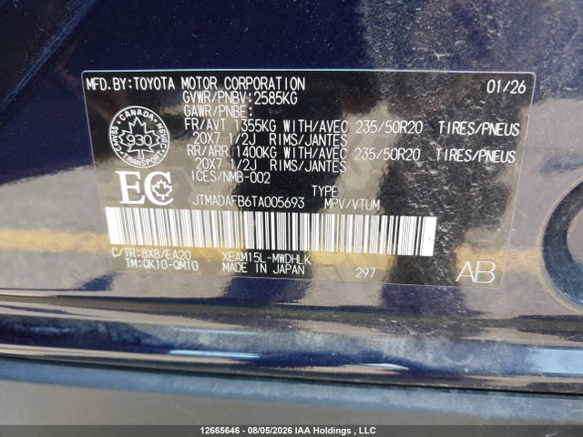 JTMADAFB6TA005693 Toyota Bz Limited Awd
