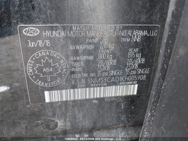 Hyundai Santa Fe Preferred 2.4 2019 5NMS3CAD1KH005908 Image 9