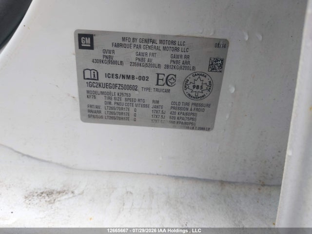 1GC2KUEG0FZ500602 Chevrolet Silverado 2500hd Wt