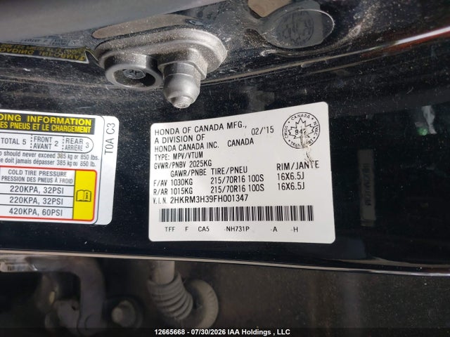 2HKRM3H39FH001347 Honda CR-V